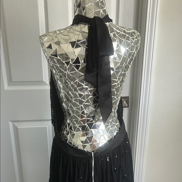 Free People Intimately Body Mesh Sexy Black Halter Maxi Low V Neck Halter Dress - Picture 11 of 14